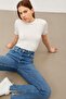 Women's White Crew Neck Short Sleeve Blouse - 4