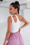 Kadın Beyaz Tek Omuz Cut Out Detaylı Şık Crop Top Bluz - 2