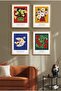 4 Piece Framed Painting Set? Flower Design 18X23 cm 30X40 cm Black and White Wooden Frame? D-036