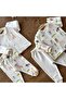 4 Piece Organic Cotton Baby Pajama Set with Bottom Top and Booties Giraffe Lion Chameleon - 2