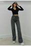 Place High Waist Lycra Wide Leg Palazzo Trousers-wide Leg
