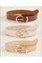 Set of 3 Belts Standard Size Tan White Beige
