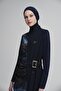 Navy Blue Jelly 4-Piece Hijab Swimsuit Set with Buckle Belt Detail - 7