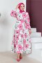 448 Big Flower Patterned Hijab Dress Pink