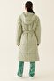 Clairs Regular Fit Stand Collar Midi Length Water Green Color Women's Coat - 3