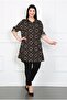Women's Black Cotton Viscose Honeycomb Pattern Large Size Tunic
