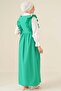 Green Gilet Hijab Dress - Shoulder Ruffle - 3