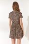 Women's Leopard Beige Double Breasted Collar Flared Dress ELB-19001846 - 6