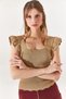 Women's Mink Sleeve Ruffled Summer Knitwear Blouse BLZ-19001035