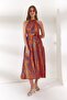 Women's Zebra Orange Halter Collar Belted Woven Viscon Dress ELB-19001548 - 4