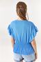 Women's Blue Bat Blouse with Elastic Waist and Frilly Sleeves BLZ-19002201 - 5