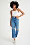 Ribbed Camisole Front Triangle Detailed Crop Body