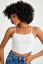 Ribbed Camisole Front Triangle Detailed Crop Body - 3