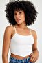 Ribbed Camisole Front Triangle Detailed Crop Body - 4