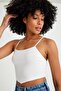 Ribbed Camisole Front Triangle Detailed Crop Body - 5