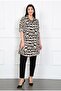Women's Black Cotton Viscose Patterned Large Size Tunic - 2