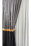 Adde Panel Background Curtain Gray Anthracite Gold Striped Single Wing Closely Pleated Jacquard Shiny Patterned - 5