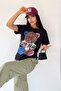 Women's Black Crew Neck Printed 100% Cotton T-Shirt - 6