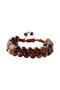 Brown Eye Agate 8mm Double Row Macrame Natural Stone Bracelet - 2