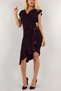 New Season Purple Color Flounce Double Breasted Collar Glitter Evening Dress 76313