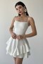 Atlas Fabric Thin Strap Skirt Floor Detail White Evening Dress White Graduation Dress 102