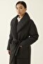 Clairs Regular Fit Shawl Collar Midi Length Black Color Women's Coat - 2