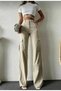 Sasha Beige Cargo Loose No Back Pocket Lycra Super High Waist Jean Trousers