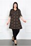 Women's Black Cotton Viscose Honeycomb Pattern Large Size Tunic - 3