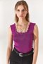 Women's Plum Collar Detailed Above Waist Knitwear Blouse BLZ-19001450