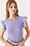Women's Lilac Sleeve Scalloped Lycra Cotton Blouse BLZ-19002254 - 5