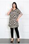 Women's Black Cotton Viscose Patterned Large Size Tunic - 3