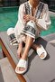 Clarisa White Diamond Pattern Eva Summer Beach-day Platform Slippers - 3