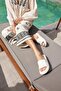 Clarisa White Diamond Pattern Eva Summer Beach-day Platform Slippers - 4