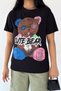 Women's Black Crew Neck Printed 100% Cotton T-Shirt - 2