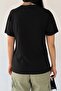 Women's Black Crew Neck Printed 100% Cotton T-Shirt - 7