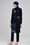 Navy Blue Jelly 4-Piece Hijab Swimsuit Set with Buckle Belt Detail - 3