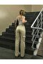 Sasha Beige Cargo Loose No Back Pocket Lycra Super High Waist Jean Trousers - 2