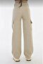 Sasha Beige Cargo Loose No Back Pocket Lycra Super High Waist Jean Trousers - 4