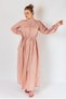 Women Muslin Stylish Long Sleeve Pink Shirt Dress