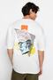 Ecru Unisex Oversize/Wide Fit Artistic Back Printed Knitted T-Shirt TMNSS23TS00151