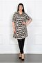 Women's Black Cotton Viscose Patterned Large Size Tunic