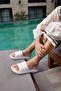 Clarisa White Diamond Pattern Eva Summer Beach-day Platform Slippers