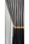 Adde Panel Background Curtain Gray Anthracite Gold Striped Single Wing Closely Pleated Jacquard Shiny Patterned - 3