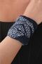 Navy Blue 100% Cotton Unisex Ethnic Patterned Bandana Scarf - Bracelet - 3