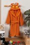 Hooded Children's Bathrobe 100% Cotton Girls' Bathrobe Crab Animal Orange