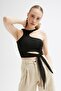 Women's Tactel Tie Crop Blouse