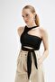 Women's Tactel Tie Crop Blouse - 2