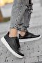 Women's Casual Thick Soled Sneaker Lace-up Black-white Comfortable Lightweight Sports Shoes