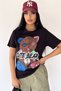 Women's Black Crew Neck Printed 100% Cotton T-Shirt - 3
