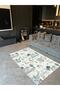 Navy Blue White Hand Drawing Vintage Theme Digital Printing Decorative Woven Base Carpet Mira 1291 - 2